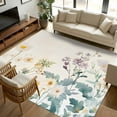 thumbnail image 1 of Watercolor Flowers Beige 5x8 Area Rugs, Spring Summer Retro Botanical Non-Skid Rubber Backing Large Rectangle Rugs - Living Room Bedroom Home Office, Indoor Floor Mat Carpets Washable Rug, 1 of 9