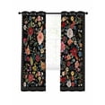 thumbnail image 1 of Watercolor Flowers Blackout Curtains 45 Inches Long for Bedroom, Farmhouse Floral Vintage Black Thermal Insulated Room Darkening Black Out Window Curtain Panels Grommet Drapes for Living Room, 1 of 8