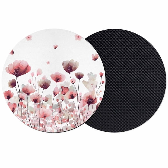 Watercolor Flowers Coasters Set of 2, Absorbent Coasters for Drinks, Spring Pink Ink Floral Botanical Coaster for Desk Coffee Table Protection, Home Decor House Warming Gifts 4"