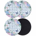 thumbnail image 1 of Watercolor Flowers Coasters Set of 4, Absorbent Coasters for Drinks, Spring Floral Butterflies Blue Plaid Coaster for Desk Coffee Table Protection, Home Decor House Warming Gifts 4", 1 of 8