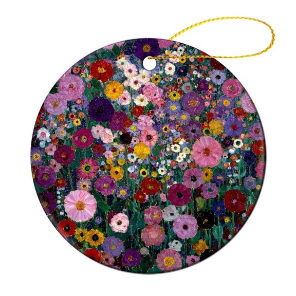 Watercolor Flowers Colorful Vintage Floral Xmas Trees Hangings Xmas Ornament for Family Sister Friends Garden of Flowers Ceramic Christmas Ornament