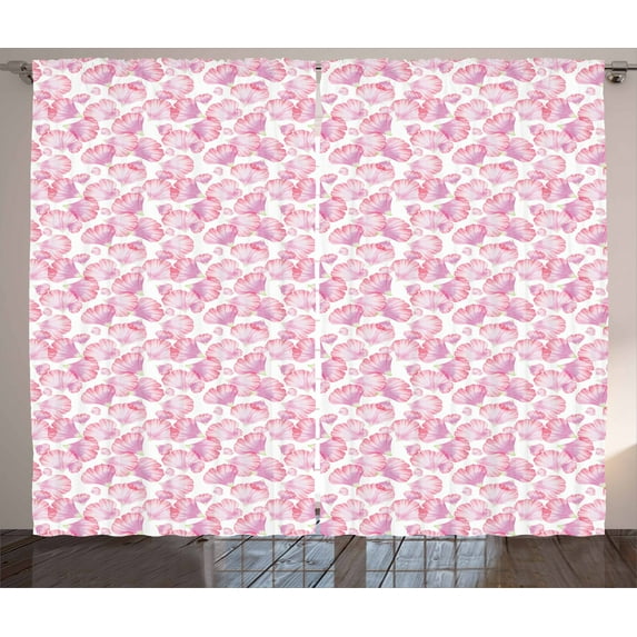 Ambesonne Flower Curtains 2 Panel Set, Rose Botanical Beauty, 108" x 63", Pale Pink Lilac White