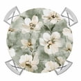 thumbnail image 1 of Watercolor Flowers Elastic Fitted Round Table Cover White Flowers Waterproof Outdoor Tablecloth for Holiday Party, Picnic, Patio & Dining Fits Tables Up to 45"-54", 1 of 8
