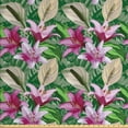 thumbnail image 1 of Watercolor Flowers Fabric by the Yard Upholstery, Lily Branches Jungle Begonia Leaves Rainforest Wild Aquarelle, Decorative Fabric for DIY and Home Accents, Magenta Hunter Green by Ambesonne, 1 of 4