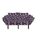 thumbnail image 1 of Watercolor Flowers Futon Couch, Vibrant Blossoms Harvest Season Tropical Accents Shabby Art, Daybed with Metal Frame Upholstered Sofa for Living Dorm, Loveseat, Indigo Coral Pale Pink, by Ambesonne, 1 of 4