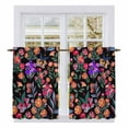 thumbnail image 1 of Watercolor Flowers Kitchen Curtain for Berdoom Living Room Cafe 45 Inch Length, Retro Spring Floral Botanical Leaves Black Tiers Curtains Light Filtering Drapes Window Treatment 2 Panels 52"Wx45"L, 1 of 8