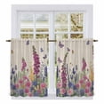 thumbnail image 1 of Watercolor Flowers Kitchen Curtains 45 Inch Length, Retro Botanical Blooms Floral Butterfly Tiers Curtains for Bathroom Bedroom Cafe, Light Filtering Small Window Treatment Drapes 2 Panels 42"Wx45"L, 1 of 8