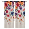 thumbnail image 1 of Watercolor Flowers Kitchen Curtains Country Pastel Spring Vine Florals Cafe Short Curtains for Bathroom Blackout Window Curtain Grommet Small Window Treatment Drapes for Bedroom Living Room 42"x45"x2, 1 of 9
