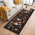 thumbnail image 1 of Watercolor Flowers Kitchen Runner Rug 2x6 Washable Runners for Hallway Non Slip Farmhouse Floral Vintage Black Large Area Rug Indoor Floor Carpet for Bathroom Laundry Entryway Bedroom Living Room, 1 of 8