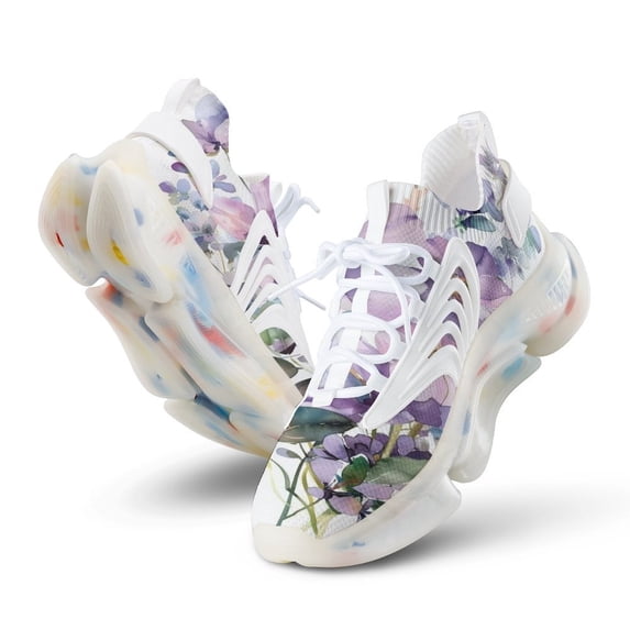 Watercolor Flowers Leaves Walking Shoes for Men Woman Lightweight Tennis Fashion Elastic Sports Shoes Cushion Basketball Shoes