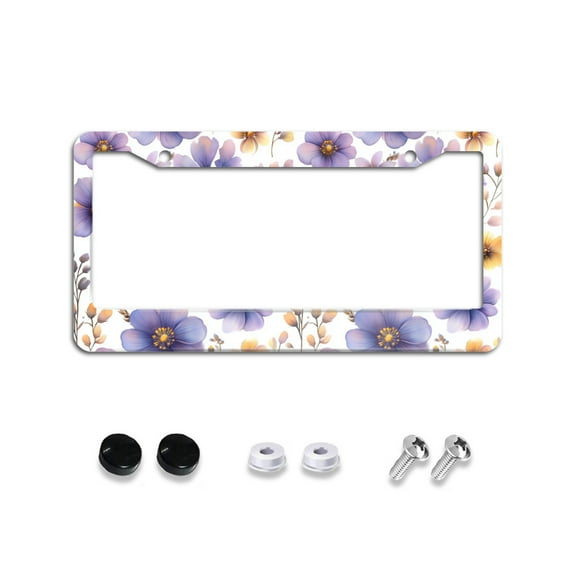 Watercolor Flowers License Plate Frames for Women Men Car Plate Holder Cover Metal Tag Aluminum Car Accessories Front Rear Plate Decor