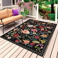 thumbnail image 1 of Watercolor Flowers Outdoor Rug 3x5 Ft, Non Slip Washable Area Rug, Farmhouse Floral Vintage Black Patio Rugs Carpet Runner, Large Floor Mat for Indoor/Outdoor Deck Porch Camping, 1 of 8