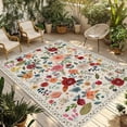 thumbnail image 1 of Watercolor Flowers Outdoor Rug for Patio/Deck/Porch, Non-Slip Large Area Rug 6 x 9 Ft, Rustic Spring Floral Botanical Beige Indoor Outdoor Rugs Washable Area Rugs, Camping Rug Carpet Runner, 1 of 8