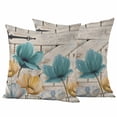 thumbnail image 1 of Watercolor Flowers Outdoor Waterproof Pillow Covers, Vintage Tulips Floral Barn Doors Wood Grain Decorative Square Throw Pillowcase Sofa Cushion Sham for Patio/Couch/Chair, 26"x26" 2 Pack, 1 of 8