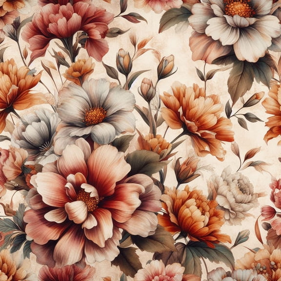 Watercolor Flowers Pattern Painting II - 12" x 18" Art Print Wall Decor