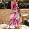 thumbnail image 1 of Watercolor Flowers Pink Fuchsia Sleeveless Dress womans clothing evening dresses luxury, 1 of 6