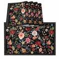 thumbnail image 1 of Watercolor Flowers Placemats for Dinning Table Set of 6, Farmhouse Floral Vintage Black Burlap Kitchen Place Mats Waterproof Cloth Table Mats, Indoor Outdoor Placemats Easy Clean Dinner Decor, 1 of 8