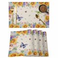 thumbnail image 1 of Watercolor Flowers Placemats Set of 4, Spring Sunflowers Daisy Butterflies Beige Placemats for Dining Table, Place Mats for Kitchen Tabletop, Waterproof Wipeable Dining Table Mats Set, 1 of 9