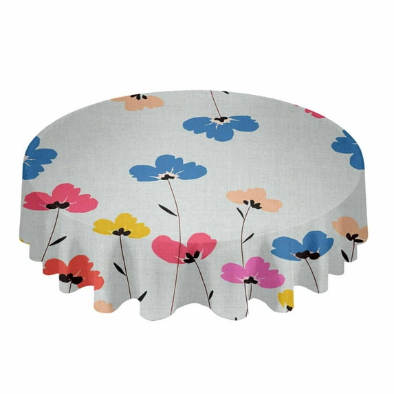 Watercolor Flowers Plants Round Tablecloth Waterproof Wedding Banquet Table Cover Dining Decorative Tablecloth