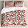thumbnail image 1 of Watercolor Flowers Queen Size Duvet Cover Set, Poppy Blossoms Burgeoning Flourish on Ornamental Field Garden Theme, Decorative 3 Piece Bedding Set with 2 Pillow Shams, Multicolor, by Ambesonne, 1 of 3