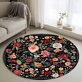 thumbnail image 1 of Watercolor Flowers Round Area Rug 3.3 FT, Non Slip Small Entryway Kitchen Mat, Farmhouse Floral Vintage Black Washable Soft Circular Rug Non-Shedding Door Mat for Bathroom Playroom Kids Room, 1 of 9