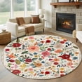 thumbnail image 1 of Watercolor Flowers Round Rug 7ft Washable Circle Rugs Non Slip Rustic Spring Floral Botanical Beige Large Area Rug Indoor Floor Carpet for Bedroom Kitchen Living Room Home Office Dining Room Nursery, 1 of 8