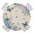 thumbnail image 1 of Watercolor Flowers Round Tablecloth for 36-44 Inch Tables,Fitted Table Cover with Elastic Edge,Spring Floral Butterflies Botanical Beige Waterproof Outdoor Table Cloth Protector for Patio Dinner, 1 of 9