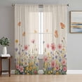 thumbnail image 1 of Watercolor Flowers Sheer Curtains 84 Inch Length 2 Panels Set, Spring Daisy Floral Butterflly Beige Voile Window Treatment Rod Pocket Curtains Sheers Drapes for Bedroom/Living Room/Kitchen 52"x84"x2, 1 of 7