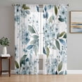 thumbnail image 1 of Watercolor Flowers Sheer Curtains 84 Inch Length 2 Panels Set Window Treatments, Spring Floral Leaves Botanical Blue Rod Pocket Semi Curtains for Living Room/Bedroom/Kitchen Décor, 104"W x 84"L, 1 of 7