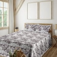 thumbnail image 1 of Ambesonne Watercolor Flowers Fitted & Flat Sheet with Sham 3 Pcs Set, Peony Rose Print, Twin, Purpleblue Off White, 1 of 1