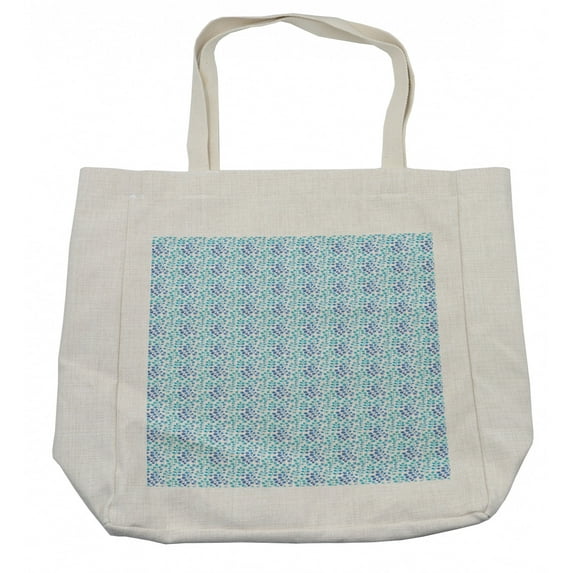 Watercolor Flowers Shopping Bag, Buds Branches in Blue Shades Organic Harvest Yard Foliage, Eco-Friendly Reusable Bag for Groceries Beach and More, 15.5" X 14.5", Cream, by Ambesonne