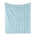 thumbnail image 1 of Watercolor Flowers Soft Flannel Fleece Throw Blanket, Buds Branches in Blue Shades Organic Harvest Yard Foliage, Cozy Plush for Indoor and Outdoor Use, 50" x 60", Violet Blue Turquoise, by Ambesonne, 1 of 6