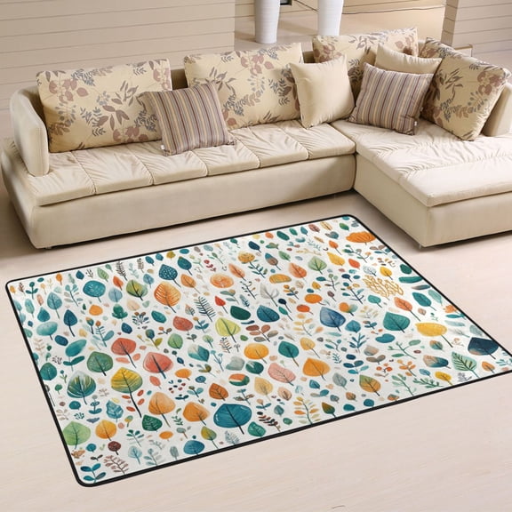 Watercolor Flowers Soft Polyester Area Rug 36''x24'', Non Slip, Memory Foam, Water Absorbent