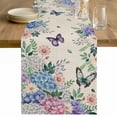 thumbnail image 1 of Watercolor Flowers Table Runner - 36 Inch Long Spring Floral Butterflies Botanical Beige Cotton and Linen Blended Dress Scarves Farmhouse Table Runner for Kitchen Dining, Coffee Table, 13" x 36", 1 of 8