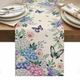 thumbnail image 1 of Watercolor Flowers Table Runner - 48 Inch Long, Kitchen Dining Table Runner Dresser Scarves, Spring Floral Butterflies Botanical Beige Farmhouse Decor for Coffee Tables Wedding Party Banquet, 1 of 8