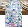 thumbnail image 1 of Watercolor Flowers Table Runner - 72 Inch Long, Kitchen Dining Table Runner Dresser Scarves, Spring Floral Butterflies Blue Plaid Farmhouse Decor for Coffee Tables Wedding Party Banquet, 1 of 8