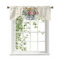 thumbnail image 1 of Watercolor Flowers Tie Up Valances Curtain, Adjustable Kitchen Pink Rose Leaf Bottle Decoration Valances for Windows Decor, Rod Pocket Short Curtains Set for Bedroom/Bathroom, 60"x18", 1 of 8