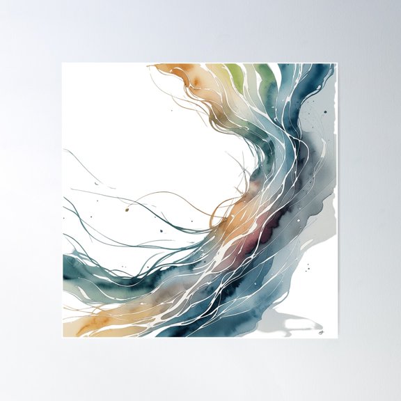 “Watercolor Flowing Energy” Poster Wall Art, Modern Wall Decor For Living Room Bedroom, 24x36 UNFRAMED