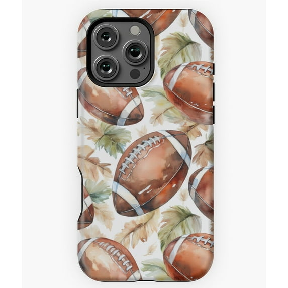Watercolor Football Pattern Sports Art Phone Case for iPhone 16 15 14 13 12 11 Pro Max