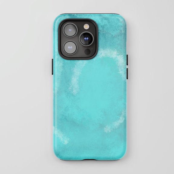 Watercolor For All iPhone Series Protective Phone Case Abstract Art Aqua Blue