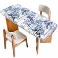 thumbnail image 1 of Watercolor Forest Blue Table Cloths for 8 Foot Rectangle Tables, Abstract Art Modern Trees Patio Waterproof Elastic Fitted Tablecloths, Washable Rectangular Table Cover for Camping, 1 of 8