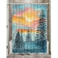 thumbnail image 1 of Watercolor Forest Camper RV Shower Curtain for Travel Trailers Bathroom, Blue and Grey Woodland Tree Country Camping Fabric Shower Curtains Set, Natural Landscape Decor Accessories with Hooks 36X72, 1 of 6