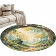 thumbnail image 1 of Watercolor Forest Round Rug 3.3ft Washable Circle Entryway Rugs Non Slip Spring Botanical Floral Area Rug Indoor Floor Carpet for Bedroom Kitchen Living Room Home Office Dining Room Nursery, 1 of 8