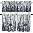 thumbnail image 1 of Watercolor Forest Valances Set for Kitchen,Nature Landscape Forest Mountains Rustic Home Decor Rod Pocket Short Window Drapes for Kitchen Living Room 54x18in+27x24in x2, 1 of 1