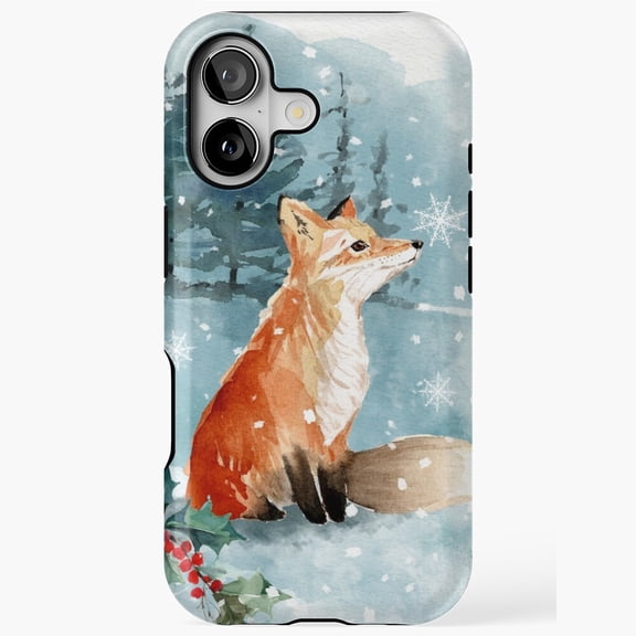 Watercolor Fox In The Snow Phone Case 17 16 15 14 13 12 11 Pro Max