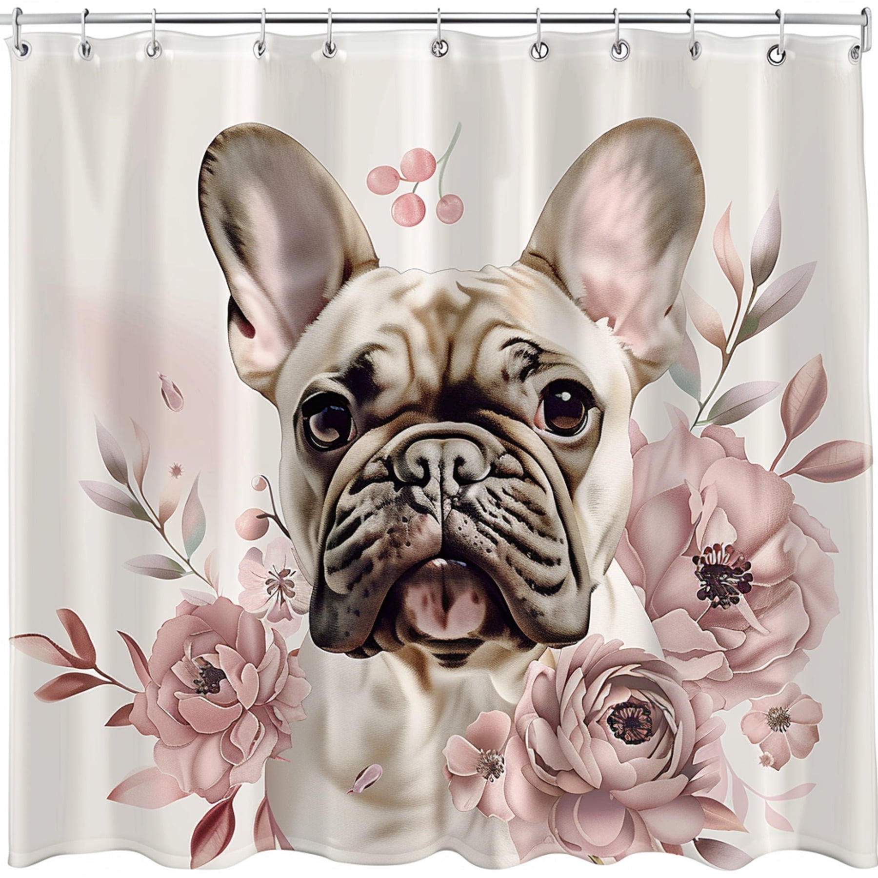 Watercolor French Bulldog Shower Curtain High Definition High Detail No