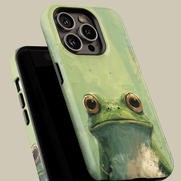 Watercolor Frog Aesthetic Case for iPhone Samsung Green Nature