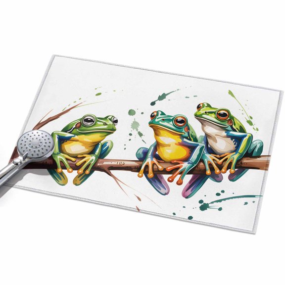 Watercolor Frog Entryway Rug 2x3ft Washable Non Slip Bathroom Rug Low Pile Indoor Floor Front Door Mat Spring Summer Tropical Animals Rustic Rectangle Area Rugs Carpet for Kitchen Office Dining Room