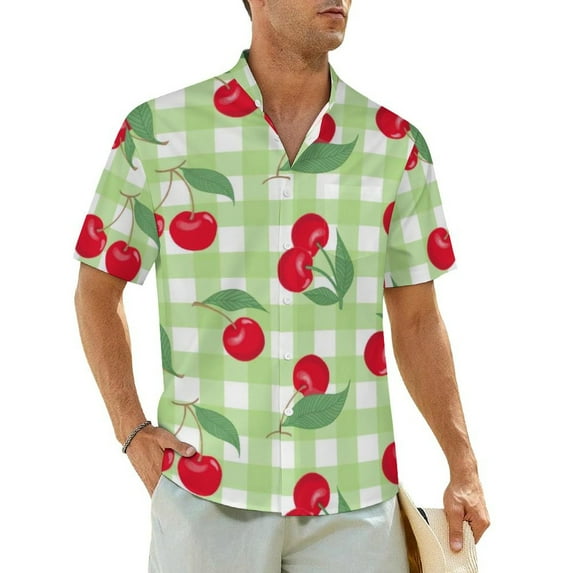 Watercolor Fruit Beach Shirt Lemons On Striped Summer Casual Shirts Mens Vintage Blouses S