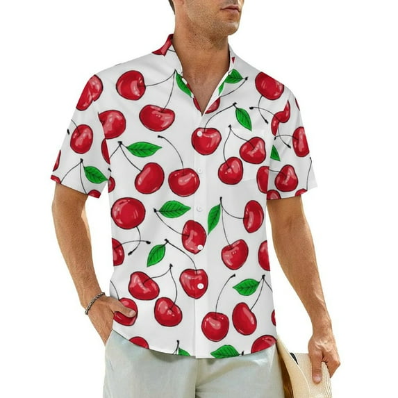 Watercolor Fruit Beach Shirt Lemons On Striped Summer Casual Shirts Mens Vintage Blouses S